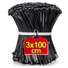Чорні нейлонові стяжки для проводів 100шт. 3х100мм (самофіксуючі, міцні, багаторазове застосування)
