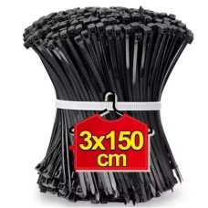 Чорні нейлонові стяжки для проводів 3х150мм, 100 шт (самофіксуючі, міцні)