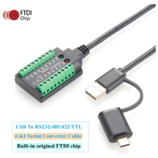 Промисловий USB–RS232/485/422/TTL ізольований конвертер PCM-KW-469 (FT232RL, USB-C/USB-A, 4-в-1)