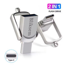 Накопичувач Bliksem 2in1 USB Flash Drive (64GB, USB 2.0 + Type-C, металевий) Накопичувач Bliksem 2in1 USB Flash Drive (64GB, USB 2.0 + Type-C, металевий)