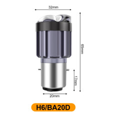 LED фара для мотоцикла 30000LM BA20D/H6 (6000K) подвійна лінза