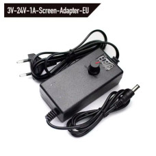 Регульований блок живлення 3–24V 1A AC/DC для LED, моторів та електроніки (штекер 5.5×2.5 мм)