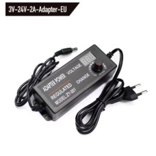 Регульований блок живлення адаптер для LED, моторів, електроніки 3V-24V-2A Регульований блок живлення адаптер для LED, моторів, електроніки 3V-24V-2A