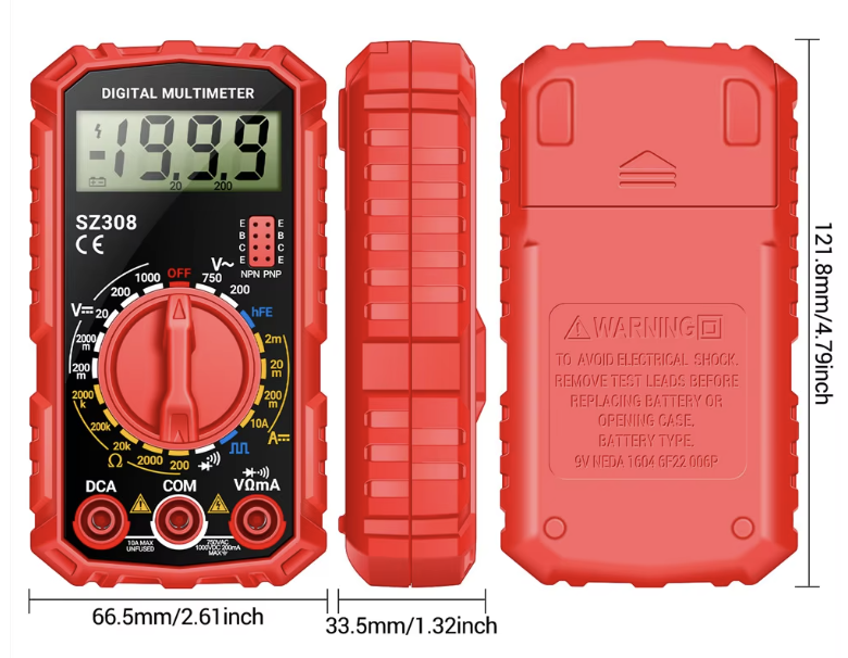 Мультиметр цифровий — тестер AC/DC, 1999 відліків, 10 А
