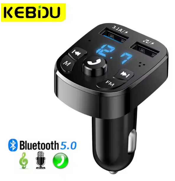 Bluetooth FM трансмітер для автомобіля, 2 USB, BT 5.0 (12–24 В)