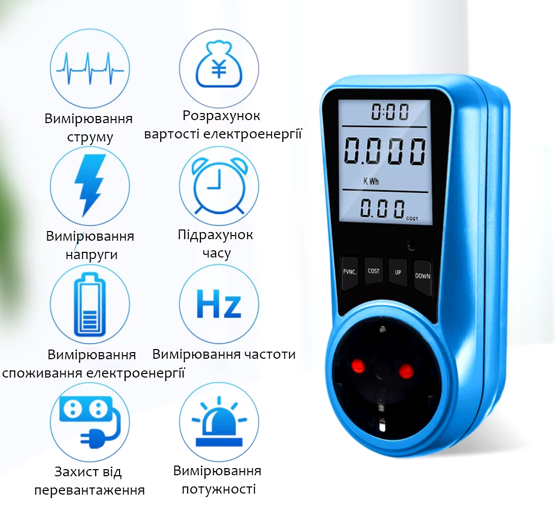Цифровий вимірювач струму AC 230V, лічильник