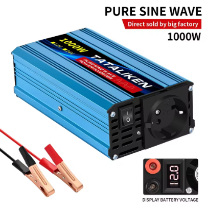 Інвертор TATALIKEN 12В 1000Вт, чиста синусоїда, перетворює постійний струм у змінний 220В для авто й дому
