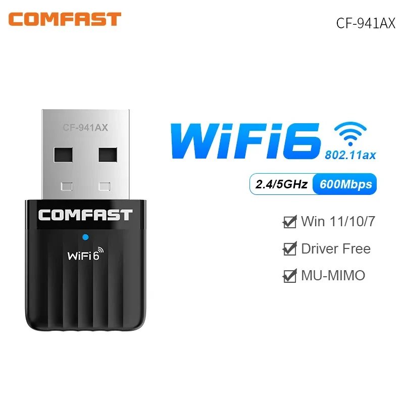 Адаптер мережі CF-941AX Wi‑Fi 6 Mini USB для ПК та ноутбуків, 2.4/5.8 ГГц