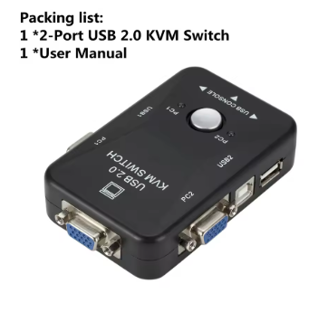 USB 2.0 KVM перемикач 1920×1440 VGA, 2‑портовий комутатор