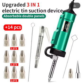 Електричний вакуумний оловоотсос LUXIANZI 220V LXZ923107B (40W, 14 предметів)