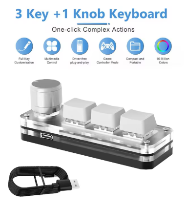 Міні-клавіатура ammtoo Macropad | 3 клавіші + програмований енкодер | Outemu Red | RGB-підсвітка (White)