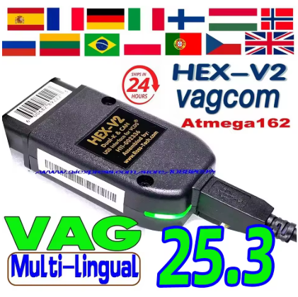 VCDS HEX-V2 VAG COM 25.3 | Діагностичний адаптер для VW, Audi, Skoda, Seat
