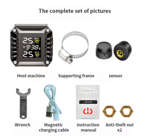 TPMS для мотоцикла з LCD-дисплеєм та зовнішніми датчиками (M06)