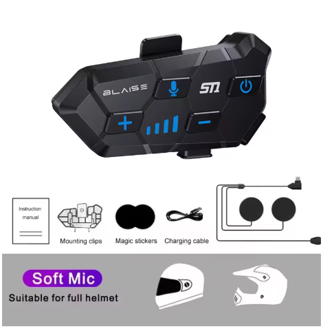 Y10 (ST1 Soft MIC) — Bluetooth 5.3 гарнітура для мотоциклетного шолома з водозахистом IPX6