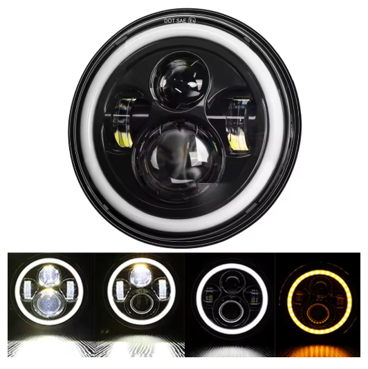 Універсальна LED фара 7 дюймів H4 для мотоцикла та авто (білий світ 6000K, IP65)