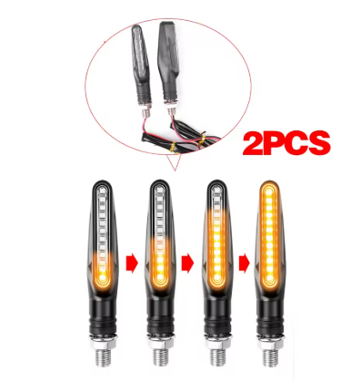 Універсальні LED-повороти для мотоцикла (M10, 335SMD, бігуча стрічка, 2 шт, Flowing Yellow)