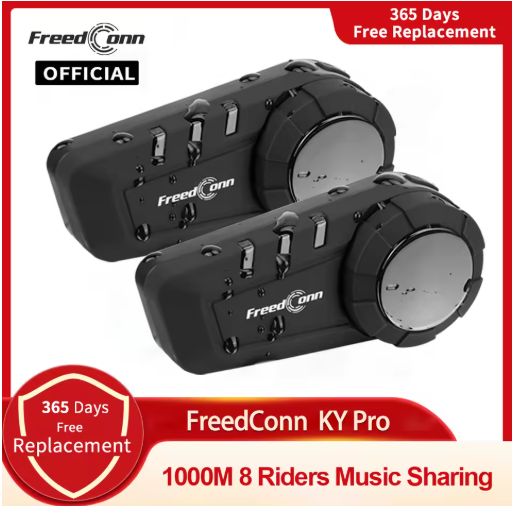 Freedconn KY Pro — Мотоциклетна Bluetooth-гарнітура з інтеркомом до 2000 м, Qualcomm-чіпом, IP65